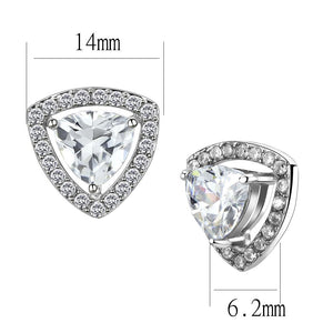 TK3680 - High polished (no plating) Stainless Steel Earrings with AAA Grade CZ  in Clear