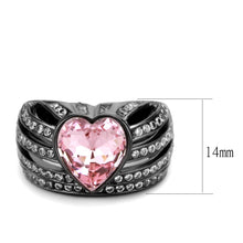 Load image into Gallery viewer, TK3686 - IP Black(Ion Plating) Stainless Steel Ring with Top Grade Crystal  in Light Rose