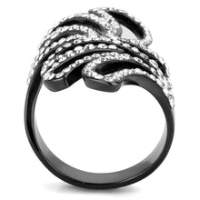 Load image into Gallery viewer, TK3688 - IP Light Black  (IP Gun) Stainless Steel Ring with Top Grade Crystal  in Clear