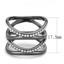 Load image into Gallery viewer, TK3689 - IP Light Black  (IP Gun) Stainless Steel Ring with Top Grade Crystal  in Clear