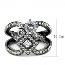 Load image into Gallery viewer, TK3690 - IP Light Black  (IP Gun) Stainless Steel Ring with AAA Grade CZ  in Clear