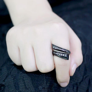 TK3692 - IP Black(Ion Plating) Stainless Steel Ring with Top Grade Crystal  in Black Diamond