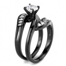 Load image into Gallery viewer, TK3693 - IP Black(Ion Plating) Stainless Steel Ring with AAA Grade CZ  in Clear