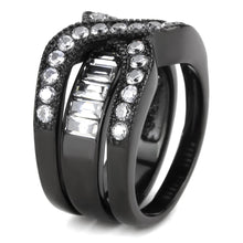Load image into Gallery viewer, TK3694 - IP Black(Ion Plating) Stainless Steel Ring with AAA Grade CZ  in Clear