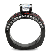 Load image into Gallery viewer, TK3695 - IP Black(Ion Plating) Stainless Steel Ring with AAA Grade CZ  in Clear