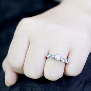 TK3697 - High polished (no plating) Stainless Steel Ring with AAA Grade CZ  in Clear