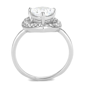 TK3699 - High polished (no plating) Stainless Steel Ring with AAA Grade CZ  in Clear
