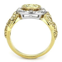 Load image into Gallery viewer, TK3704 - Two-Tone IP Gold (Ion Plating) Stainless Steel Ring with Top Grade Crystal  in Multi Color