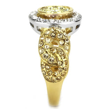 Load image into Gallery viewer, TK3704 - Two-Tone IP Gold (Ion Plating) Stainless Steel Ring with Top Grade Crystal  in Multi Color