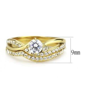 TK3708 - IP Gold(Ion Plating) Stainless Steel Ring with AAA Grade CZ  in Clear