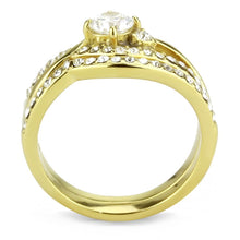 Load image into Gallery viewer, TK3708 - IP Gold(Ion Plating) Stainless Steel Ring with AAA Grade CZ  in Clear