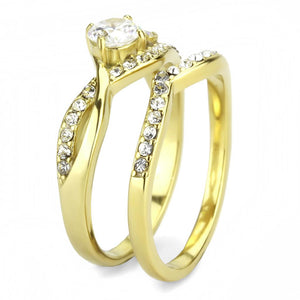 TK3708 - IP Gold(Ion Plating) Stainless Steel Ring with AAA Grade CZ  in Clear