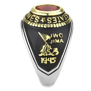 TK3723 - Two-Tone IP Gold (Ion Plating) Stainless Steel Ring with Synthetic Synthetic Glass in Red Series