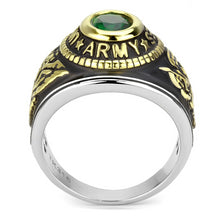 Load image into Gallery viewer, TK3724 - Two-Tone IP Gold (Ion Plating) Stainless Steel Ring with Synthetic Synthetic Glass in Emerald