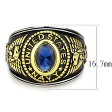 Load image into Gallery viewer, TK3726 - Two-Tone IP Gold (Ion Plating) Stainless Steel Ring with Synthetic Synthetic Glass in Montana