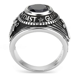 TK414703J - IP Black(Ion Plating) Stainless Steel Ring with Synthetic Synthetic Glass in Siam