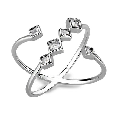TK3730 High polished Stainless Steel Ring with AAA Grade CZ in Clear