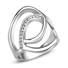 Load image into Gallery viewer, TK3731 High polished Stainless Steel Ring with Top Grade Crystal in Clear