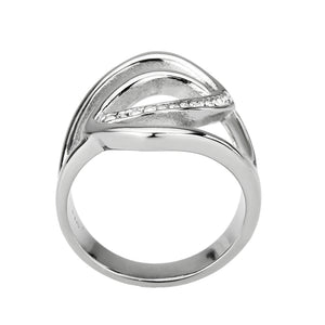 TK3731 High polished Stainless Steel Ring with Top Grade Crystal in Clear