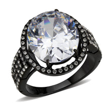 Load image into Gallery viewer, TK3735 IP Black Stainless Steel Ring with AAA Grade CZ in Clear