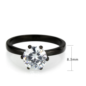 TK3741 IP Black Stainless Steel Ring with AAA Grade CZ in Clear