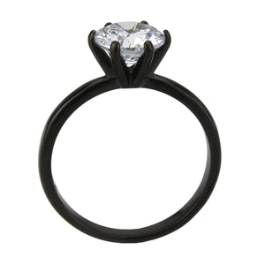 TK3741 IP Black Stainless Steel Ring with AAA Grade CZ in Clear