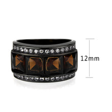Load image into Gallery viewer, TK3746 IP Black Stainless Steel Ring with Synthetic in Brown