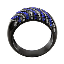 Load image into Gallery viewer, TK3751 IP Black  Stainless Steel Ring with AAA Grade CZ in Blue
