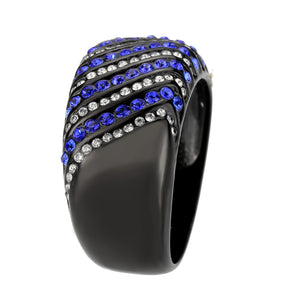 TK3751 IP Black  Stainless Steel Ring with AAA Grade CZ in Blue