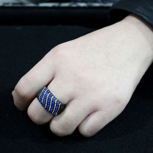TK3751 IP Black  Stainless Steel Ring with AAA Grade CZ in Blue