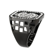 Load image into Gallery viewer, TK3758 - Two Tone IP Black (Ion Plating) Stainless Steel Ring with Top Grade Crystal in Clear