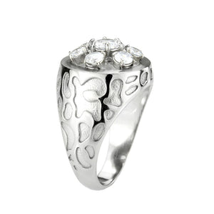 TK3762 - High polished (no plating) Stainless Steel Ring with AAA Grade CZ in Clear