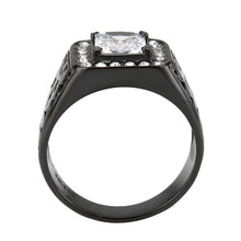 Load image into Gallery viewer, TK3763 - IP Black (Ion Plating) Stainless Steel Ring with AAA Grade CZ in Clear