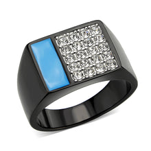 Load image into Gallery viewer, TK3765 - Two Tone IP Black (Ion Plating) Stainless Steel Ring with Top Grade Crystal in Clear