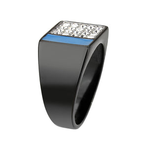 TK3765 - Two Tone IP Black (Ion Plating) Stainless Steel Ring with Top Grade Crystal in Clear