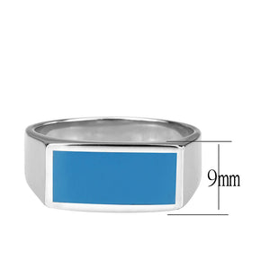 TK3770 - High polished (no plating) Stainless Steel Ring with Epoxy in SeaBlue
