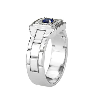 TK3771 - High polished (no plating) Stainless Steel Ring with Synthetic in Montana
