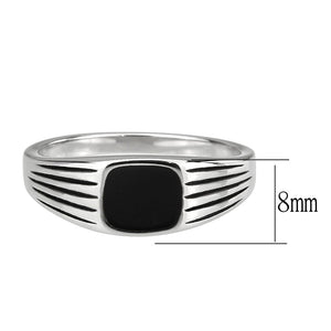 TK3772 - High polished (no plating) Stainless Steel Ring with Epoxy in Jet