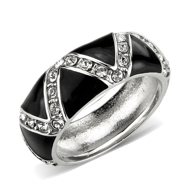 TK3773 - High polished (no plating) Stainless Steel Ring with Top Grade Crystal in Clear
