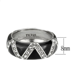 TK3773 - High polished (no plating) Stainless Steel Ring with Top Grade Crystal in Clear