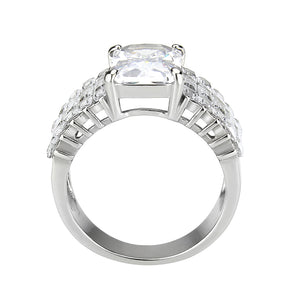 TK3775 - High polished (no plating) Stainless Steel Ring with AAA Grade CZ in Clear