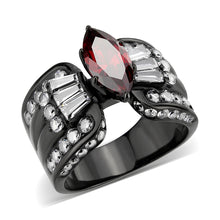 Load image into Gallery viewer, TK3776 - IP Black (Ion Plating) Stainless Steel Ring with AAA Grade CZ in Garnet