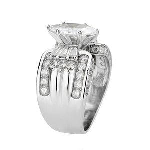 TK3777 - High polished (no plating) Stainless Steel Ring with AAA Grade CZ in Clear