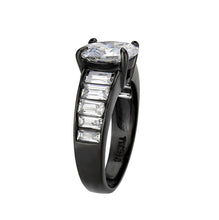 Load image into Gallery viewer, TK3778 - IP Black (Ion Plating) Stainless Steel Ring with AAA Grade CZ in Clear