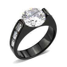 Load image into Gallery viewer, TK3781 - IP Black (Ion Plating) Stainless Steel Ring with AAA Grade CZ in Clear