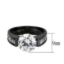 Load image into Gallery viewer, TK3781 - IP Black (Ion Plating) Stainless Steel Ring with AAA Grade CZ in Clear