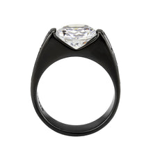 Load image into Gallery viewer, TK3781 - IP Black (Ion Plating) Stainless Steel Ring with AAA Grade CZ in Clear