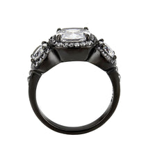 Load image into Gallery viewer, TK3784 - IP Black (Ion Plating) Stainless Steel Ring with AAA Grade CZ in Clear