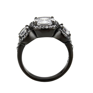 TK3784 - IP Black (Ion Plating) Stainless Steel Ring with AAA Grade CZ in Clear