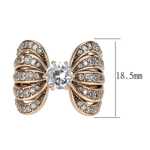 TK3786 - IP Rose Gold(Ion Plating) Stainless Steel Ring with AAA Grade CZ in Clear